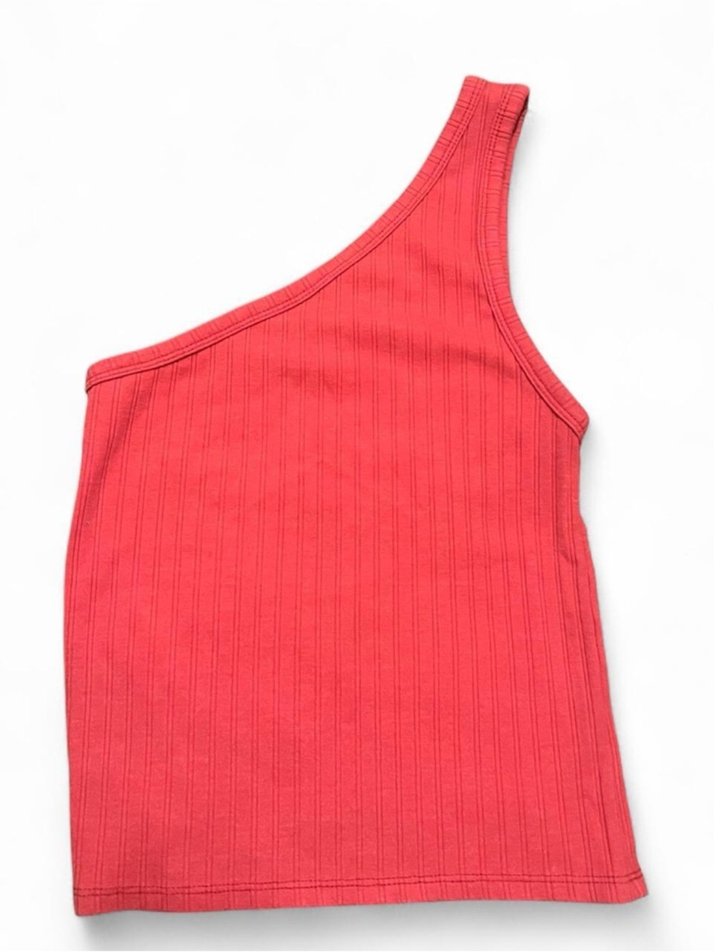 American Eagle Outfitters One-Shoulder Ribbed Tank Top - Red